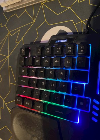 Renkli LED ışıklı tek el klavye - Görsel 3