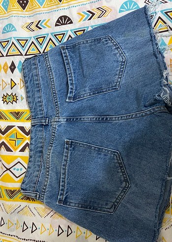 Bohem Tarzı Mavi Mini Denim Şort - Görsel 2