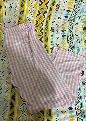 Pembe Beyaz Çizgili pijama altı - Görsel 2