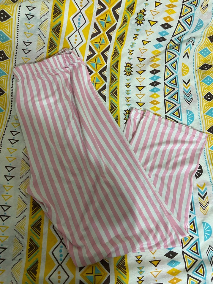 Pembe Beyaz Çizgili pijama altı - Görsel 2