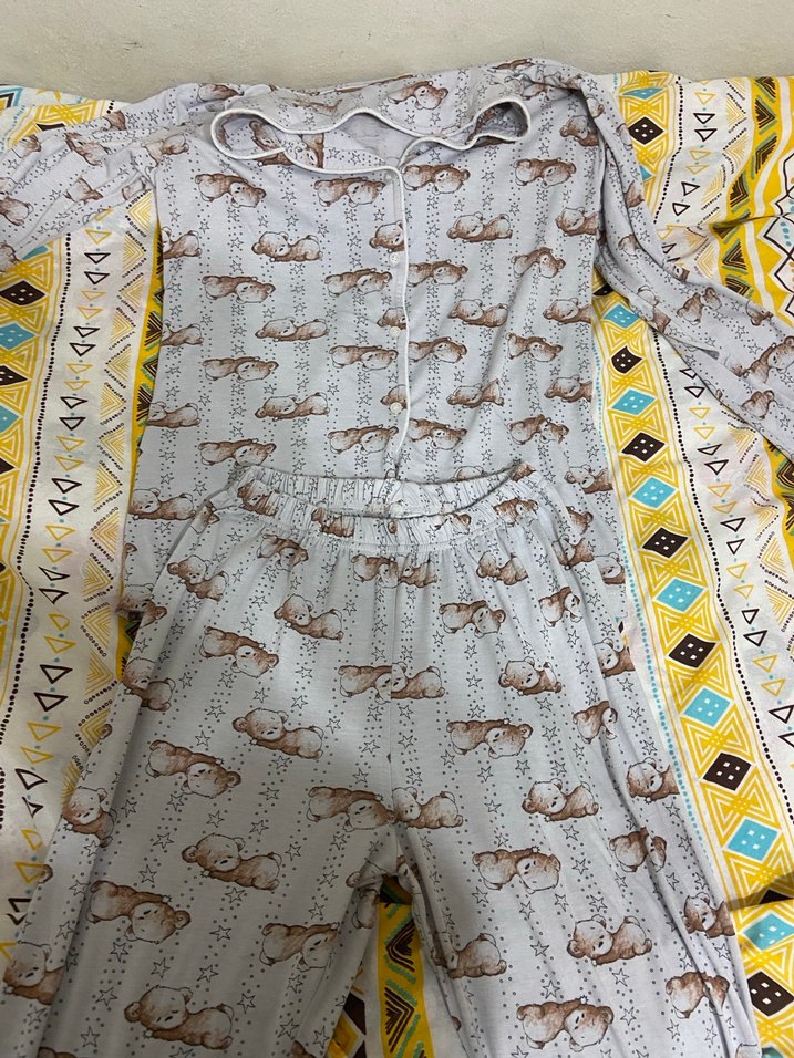 Gri Baskılı  Pijama Takımı - Görsel 2