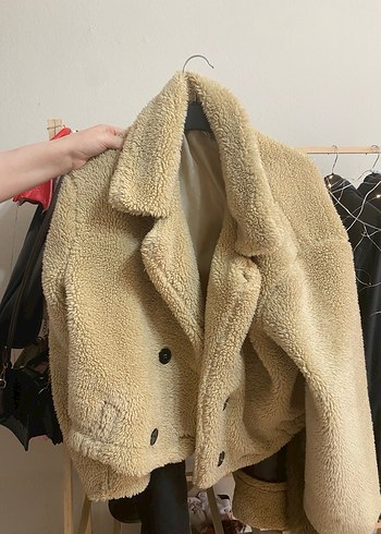 Kahverengi Peluş Kadın Midi Ceket - Görsel 2