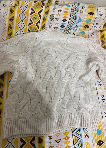 Kadın Bohem Boğazlı Beyaz Triko Kazak - Görsel 2