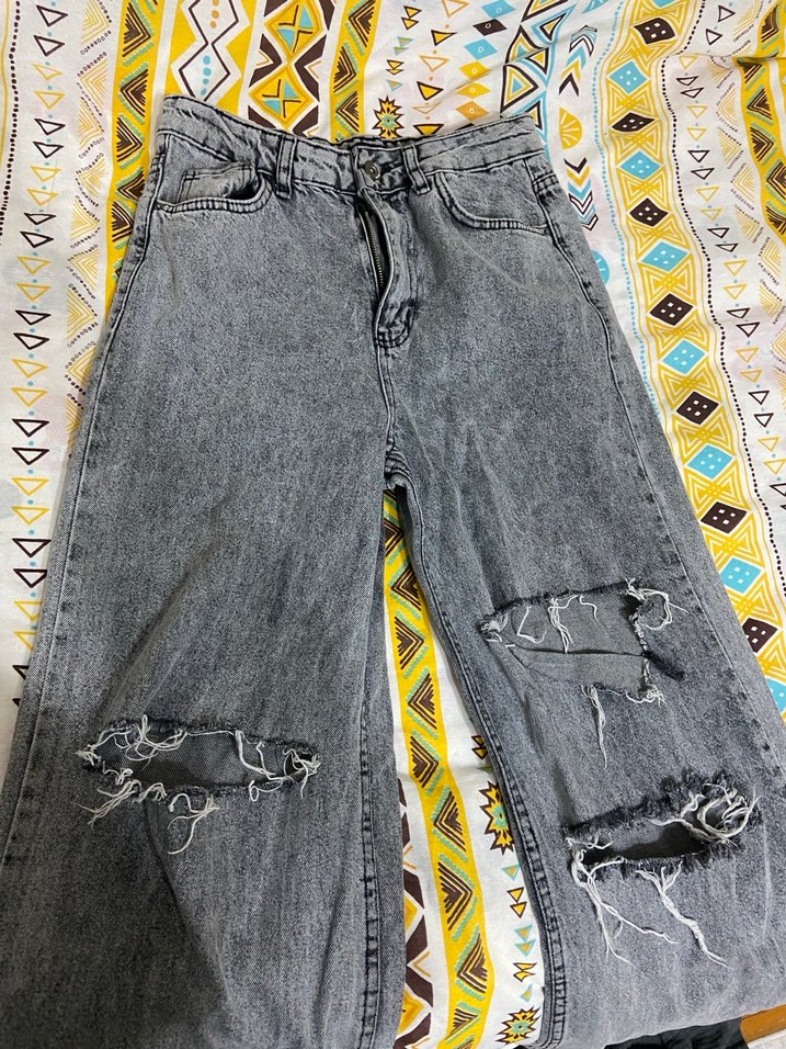 Gri Salaş Kadın Midi Kot Pantolon - Görsel 3