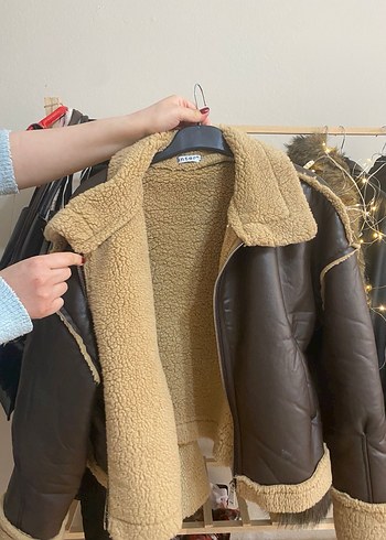 Kahverengi Kürklü Deri Kadın Ceket - Görsel 2