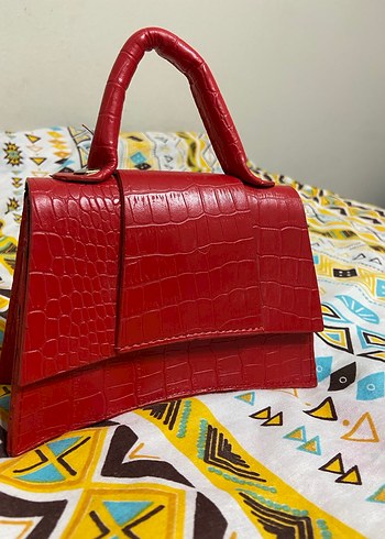 Kırmızı Yılan Desenli Deri Kadın Çanta - Görsel 2