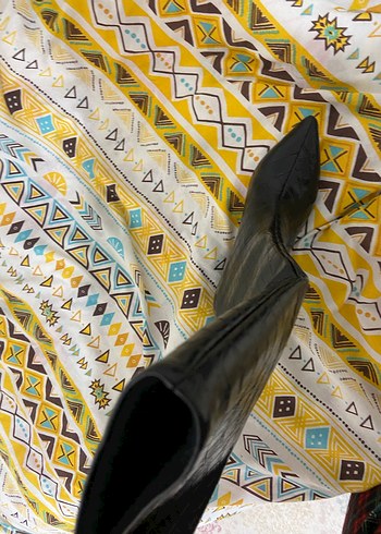 Kadın Siyah Deri Yılan Desenli Topuklu Çizme - Görsel 2