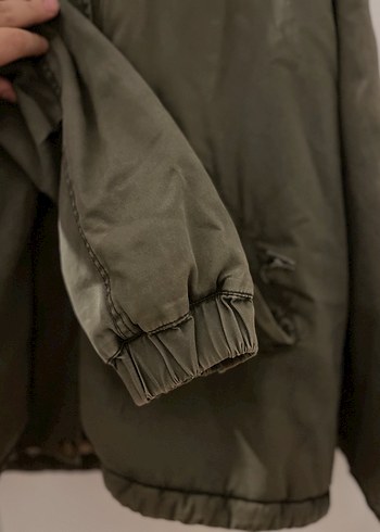Kadın Haki Kapüşonlu Düğmeli Ceket - Görsel 2