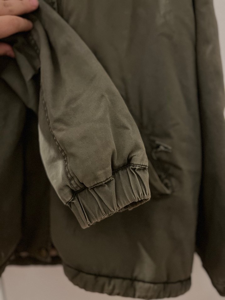 Kadın Haki Kapüşonlu Düğmeli Ceket - Görsel 2