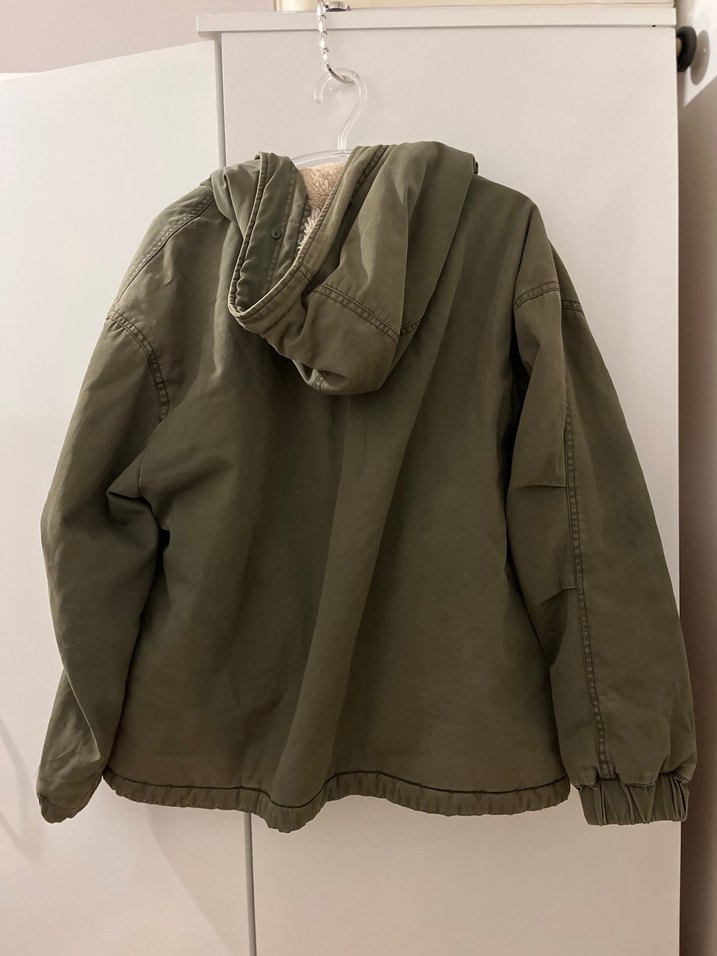 Kadın Haki Kapüşonlu Düğmeli Ceket - Görsel 5