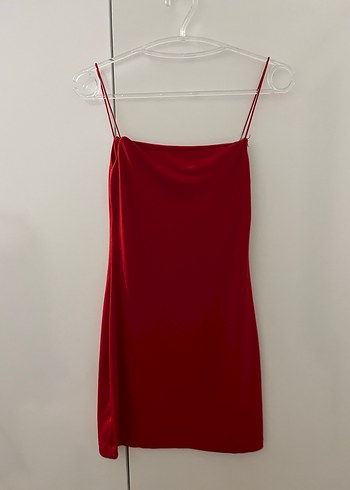 Kırmızı Mini Askılı Elbise - Görsel 2