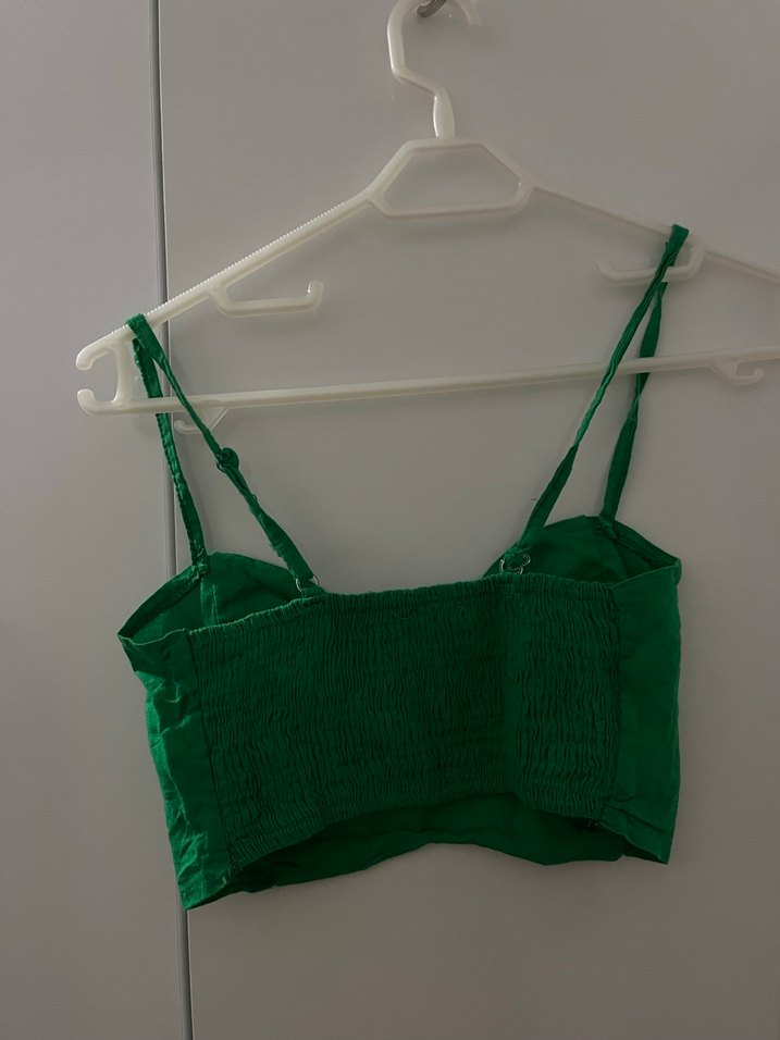 Yeşil Keten İnce Askılı Bustiyer - Görsel 2