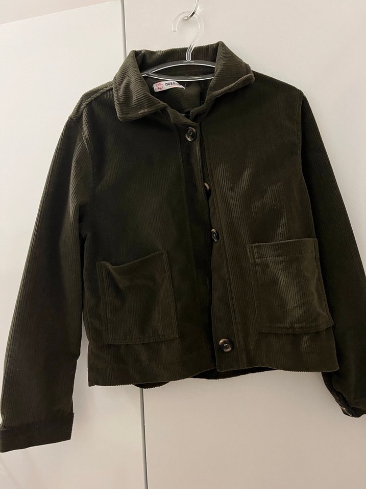 Düğmeli haki  Kadın kısaCeket - Görsel 2