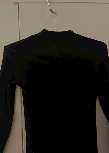 Siyah Yüksek Yakalı Uzun Kollu Kadın Elbise - Görsel 2