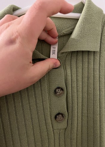 Düğmeli Kısa Kollu Yeşil Kız Polo Tişört - Görsel 2