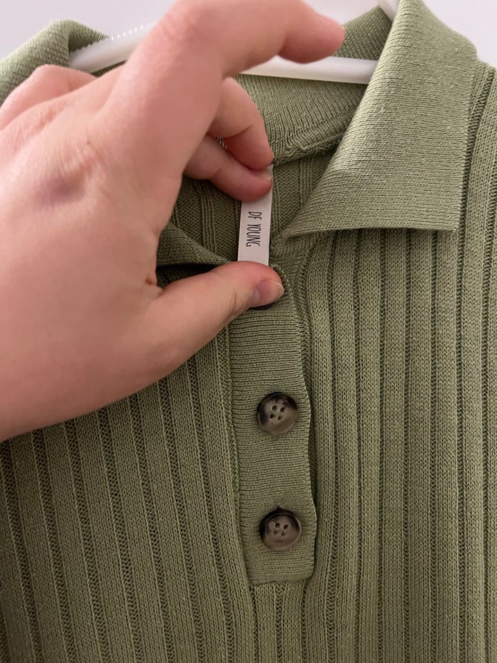 Düğmeli Kısa Kollu Yeşil Kız Polo Tişört - Görsel 2