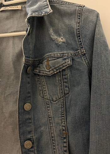 Düğmeli Kadın Mavi Denim kot Ceket - Görsel 3