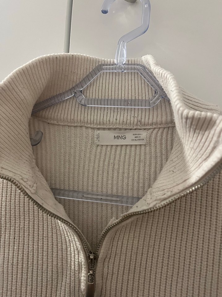 Çizgili Yarım Fermuarlı Örgü Kadın Kazak - Görsel 2