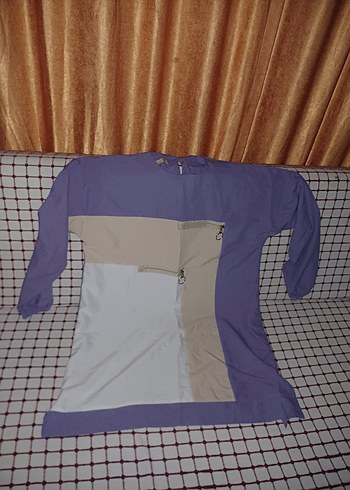 Düğmeli Mor uzun Kollu Gömlek - Görsel 2