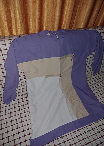 Düğmeli Mor uzun Kollu Gömlek - Görsel 3