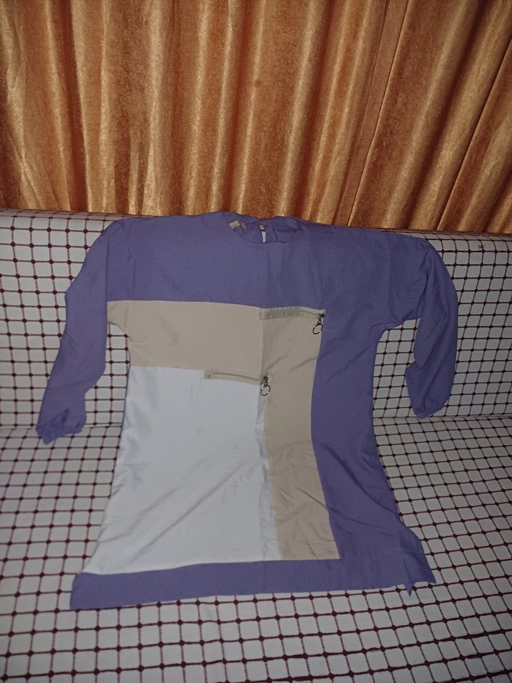 Düğmeli Mor uzun Kollu Gömlek - Görsel 2