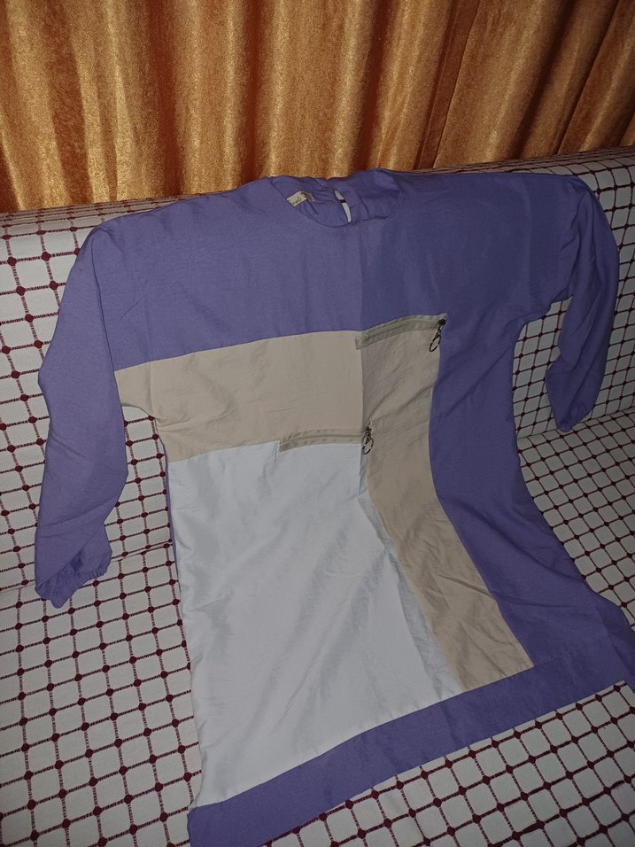 Düğmeli Mor uzun Kollu Gömlek - Görsel 3