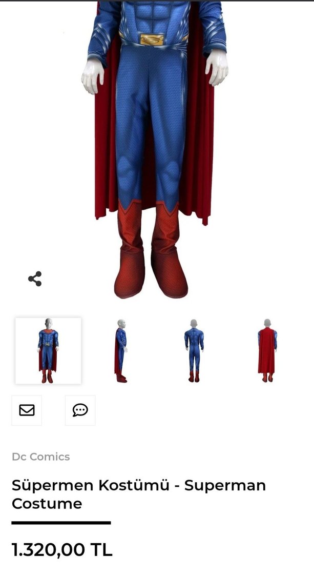 Mavi Superman Çocuk Kostümü Fermuarlı 7-8 yas - Görsel 2