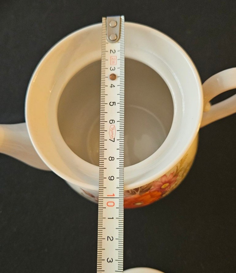 Çiçek Desenli Beyaz Porselen Demlik - Görsel 2