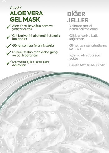 Clasy Aloe Vera Jel Maske 10 ml x 20 Adet - Görsel 4