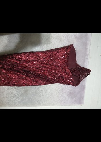 Bordo Uzun balık model Drapeli Kadın Abiye Elbise - Görsel 3