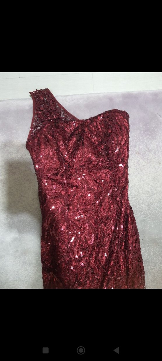 Bordo Uzun balık model Drapeli Kadın Abiye Elbise - Görsel 2