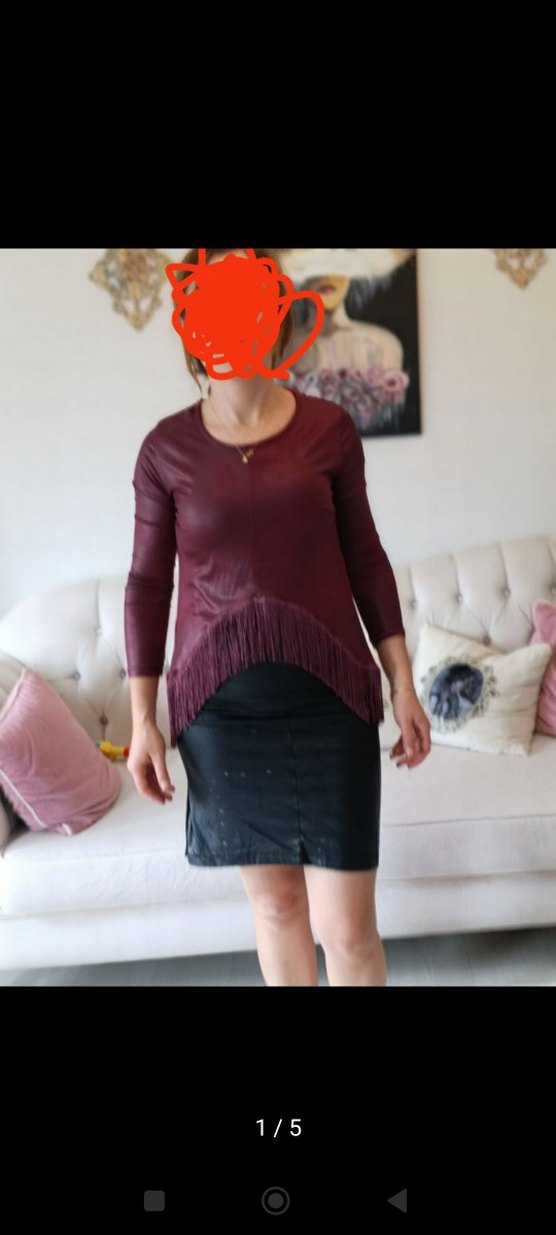 Bordo Uzun Kollu Salaş Bluz - Görsel 2