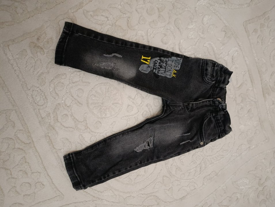 Siyah Baskılı Erkek Kot Pantolon - Görsel 3