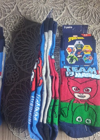 Çocuk Örümcek Adam Renkli Desenli Çorap 3'lü 3 4 yaş - Görsel 3