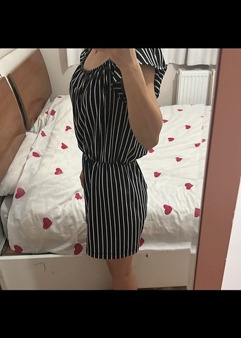 Çizgili Pamuklu Mini Tulum - Görsel 2