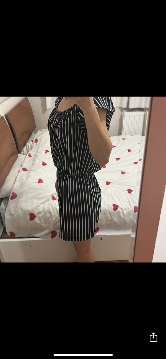 Çizgili Pamuklu Mini Tulum - Görsel 2