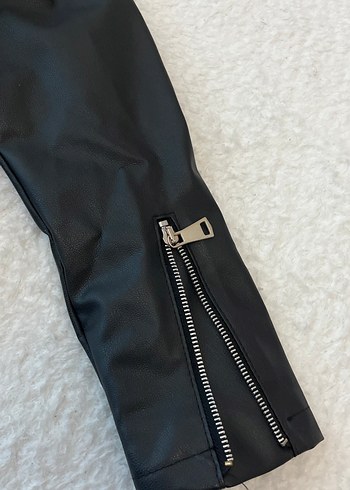 Kadın Siyah Deri Biker Ceket - Görsel 2