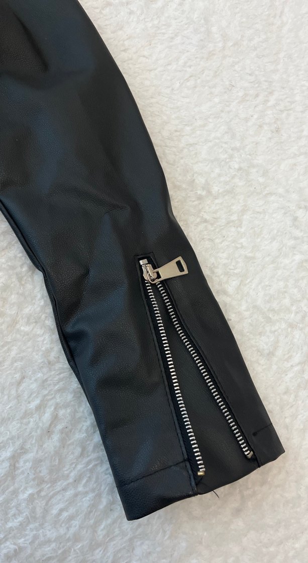 Kadın Siyah Deri Biker Ceket - Görsel 2