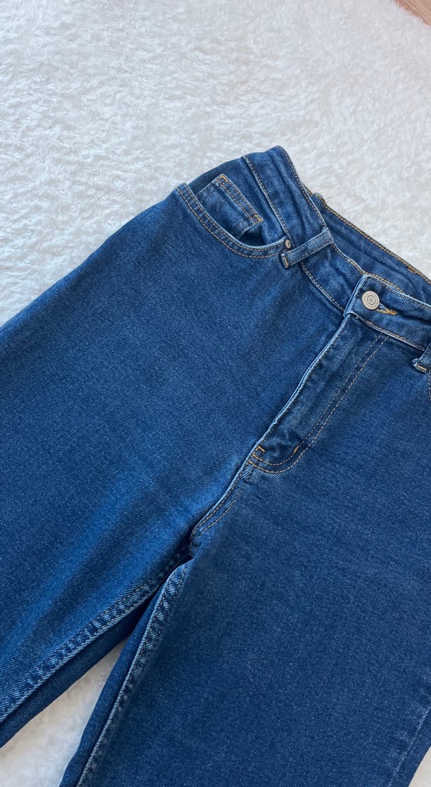 Parlak Lacivert Kadın Denim Jean - Görsel 3