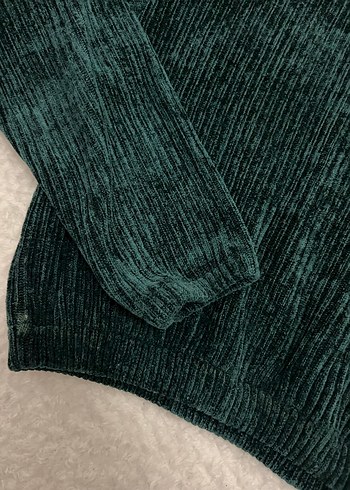 Kadın Yeşil Triko Bisiklet Yaka Kazak - Görsel 2