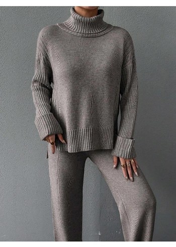 Balıkçı yaka %100 Akrilik triko takım - Görsel 3