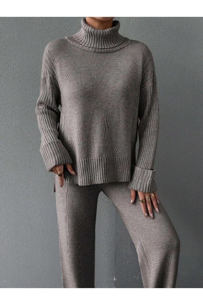 Balıkçı yaka %100 Akrilik triko takım - Görsel 3