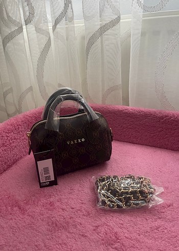 Vakko Zincir Detaylı Kahverengi Deri Çanta - Görsel 2