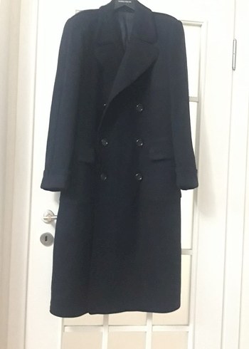 Alman malı 1970 Vintage Lacivert Erkek Uzun Düğmeli Yün Kaban - Görsel 3