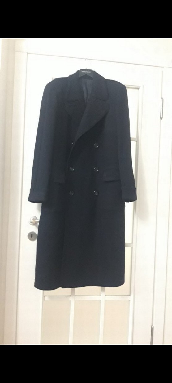 Alman malı 1970 Vintage Lacivert Erkek Uzun Düğmeli Yün Kaban - Görsel 3