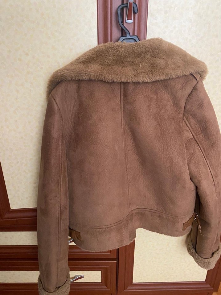 Kahverengi Süet Kürklü Kadın Ceket - Görsel 3