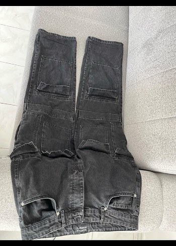 Kadın Siyah Bol Kesim Kot Pantolon - Görsel 3