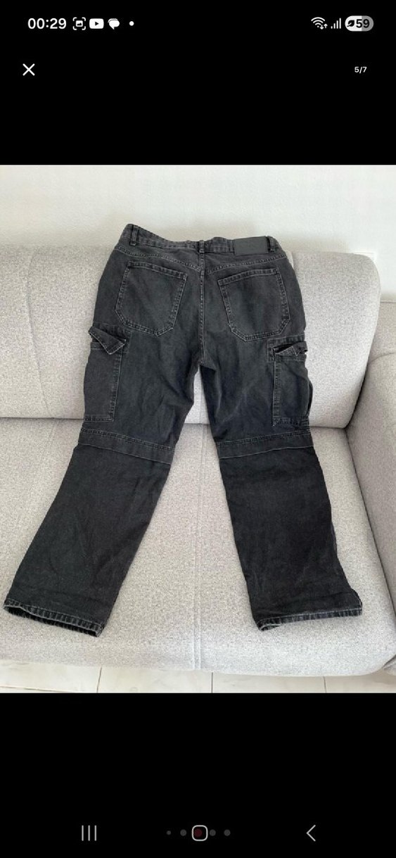 Kadın Siyah Bol Kesim Kot Pantolon - Görsel 2