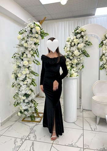 SATILIK S BEDEN SİYAH KADİFE ABİYE - Görsel 3