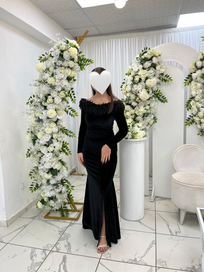  SATILIK S BEDEN SİYAH KADİFE ABİYE  - Görsel 3